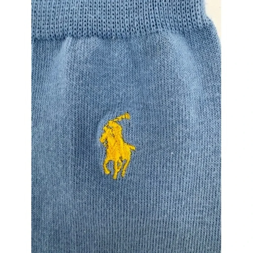 Polo Ralph Lauren Crew Socks Mens 10-13 Sky Blue Yellow Pony Embroidery 8112 NEW